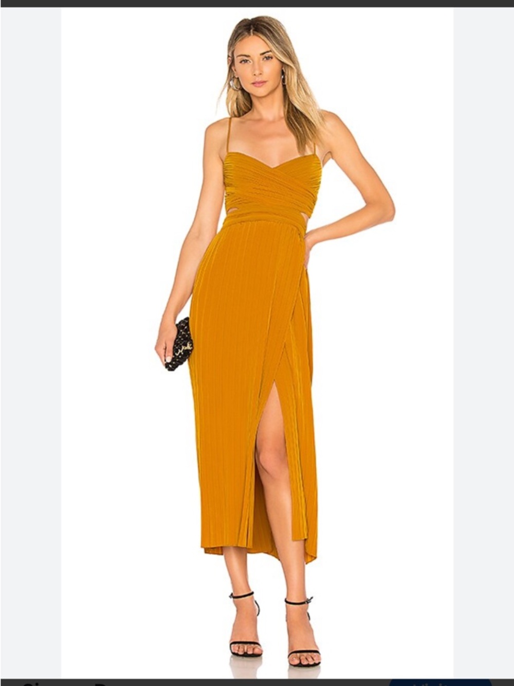 A.L.C. Sienna V-Neck Pleated Dress in marigold size 6